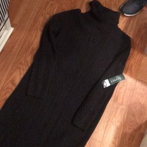 Ralph Lauren cableknit turtleneck dress grey NWT